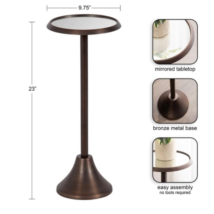 Bronze Metal Mirrored Sanzo Accent Table