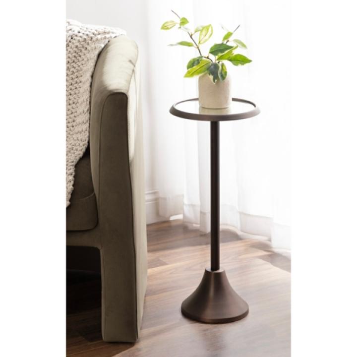 Bronze Metal Mirrored Sanzo Accent Table