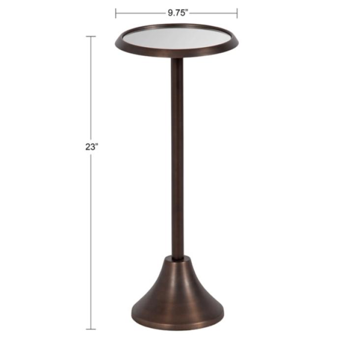 Bronze Metal Mirrored Sanzo Accent Table