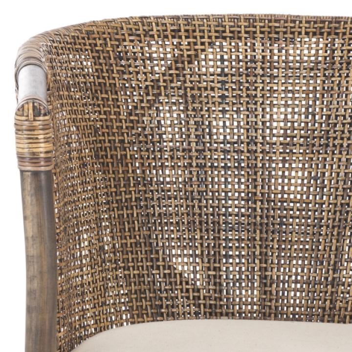 Vana Woven Rattan and Wood Accent Chair