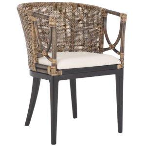 Vana Woven Rattan and Wood Accent Chair