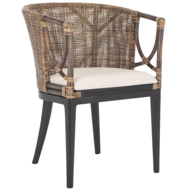 Vana Woven Rattan and Wood Accent Chair