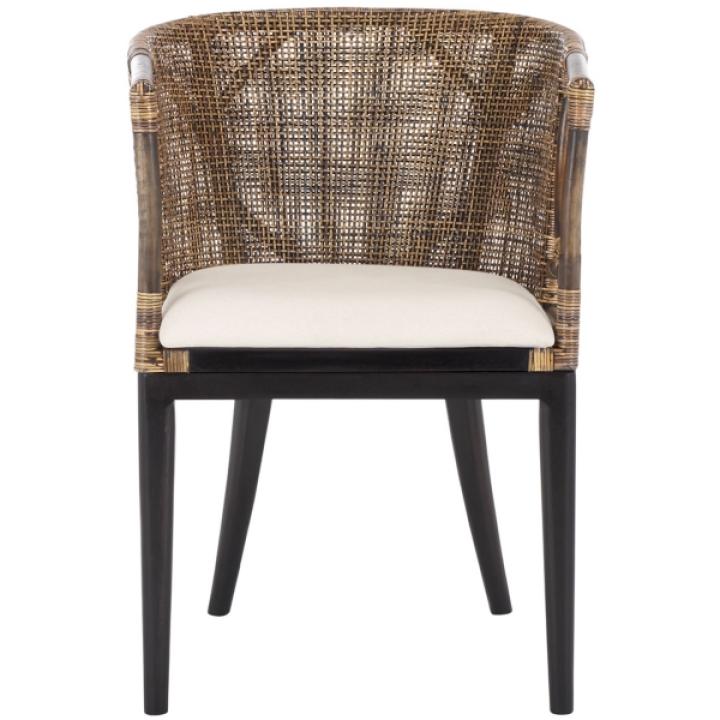Vana Woven Rattan and Wood Accent Chair