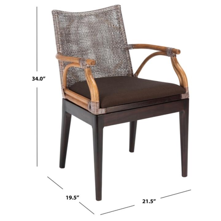 Brown White Wash Rattan Gia Accent Chair