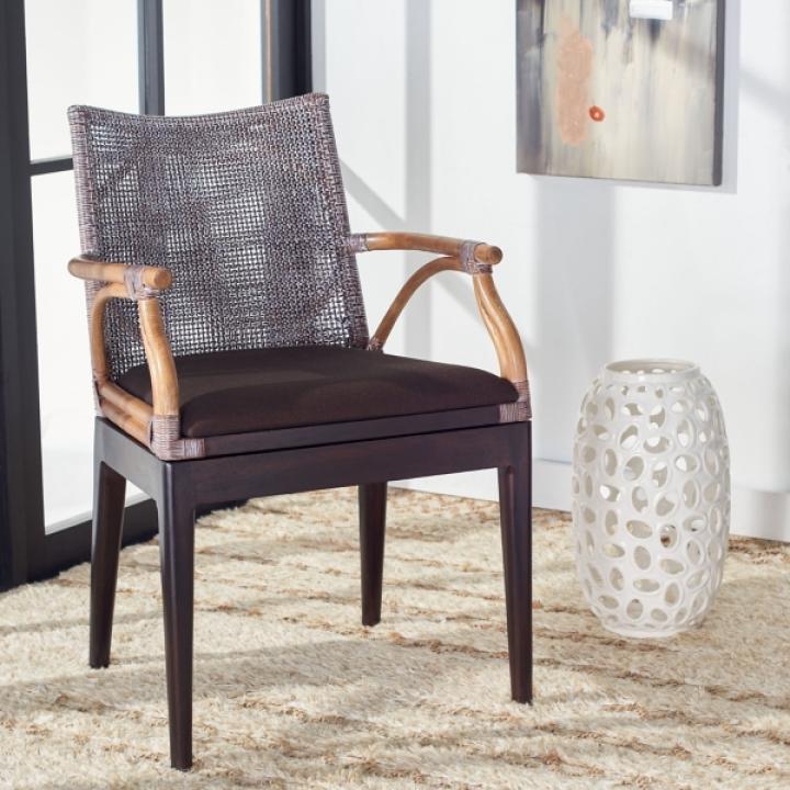 Brown White Wash Rattan Gia Accent Chair