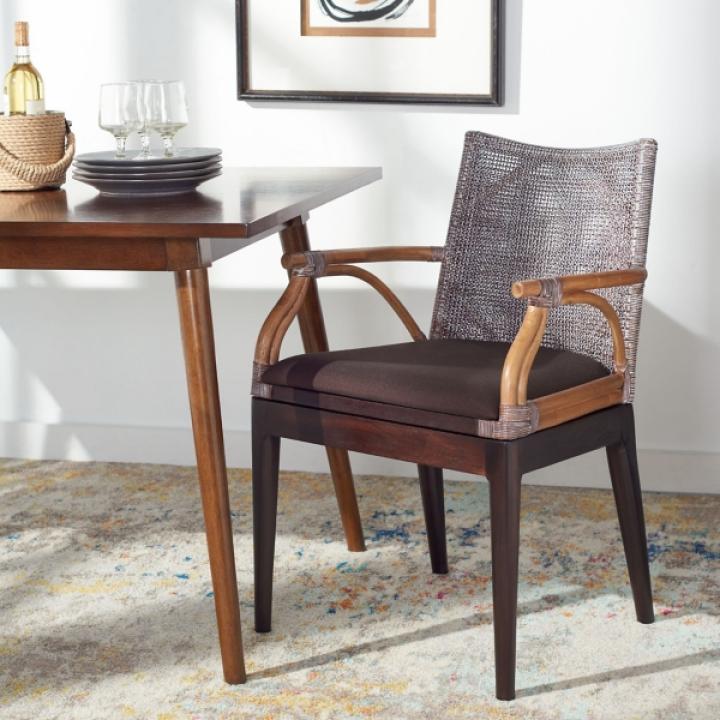 Brown White Wash Rattan Gia Accent Chair