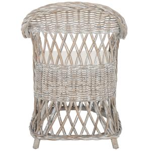 Whitewash Rattan Wicker Club Accent Chair