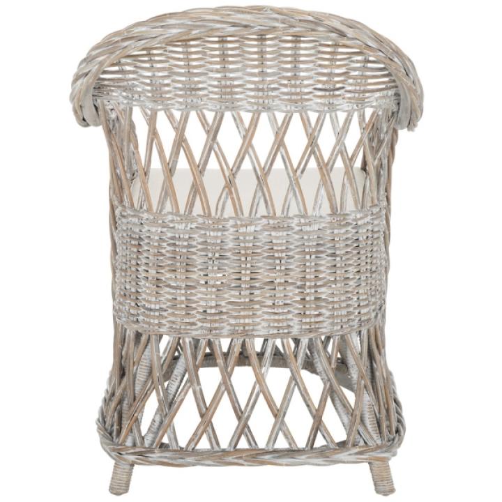 Whitewash Rattan Wicker Club Accent Chair