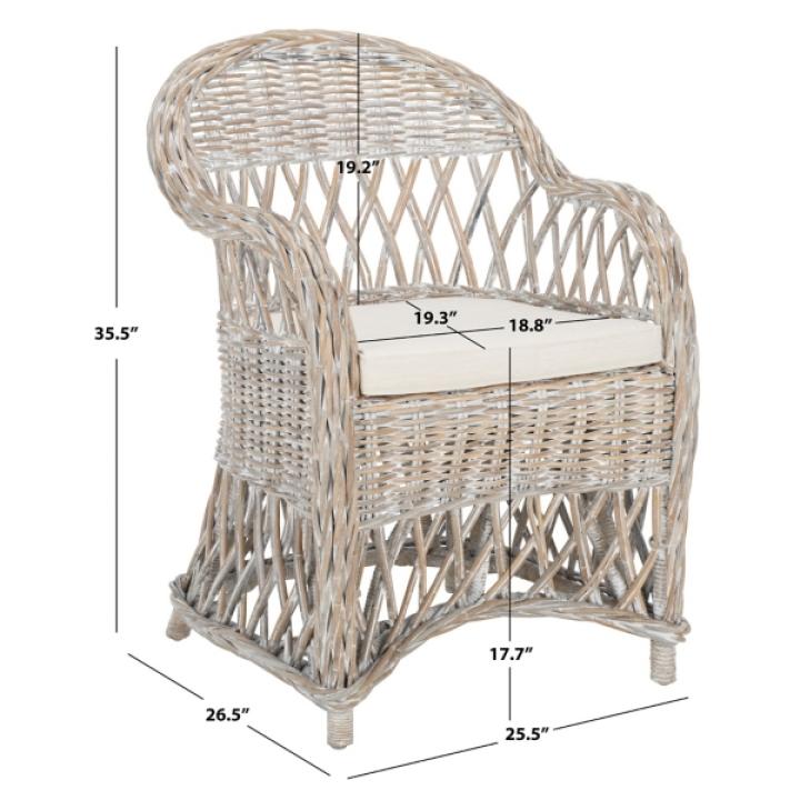 Whitewash Rattan Wicker Club Accent Chair