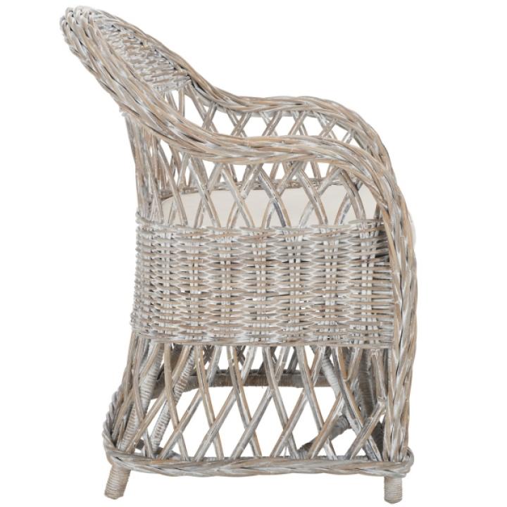 Whitewash Rattan Wicker Club Accent Chair