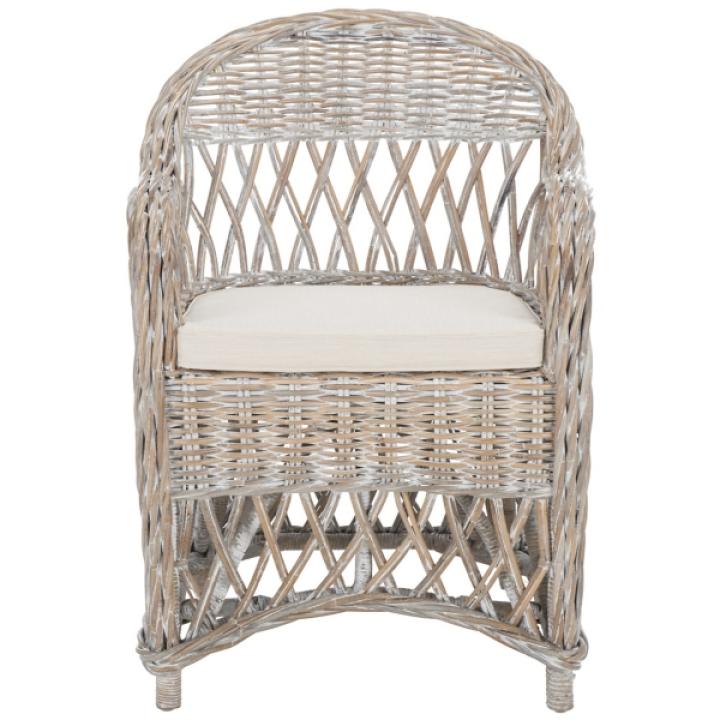 Whitewash Rattan Wicker Club Accent Chair