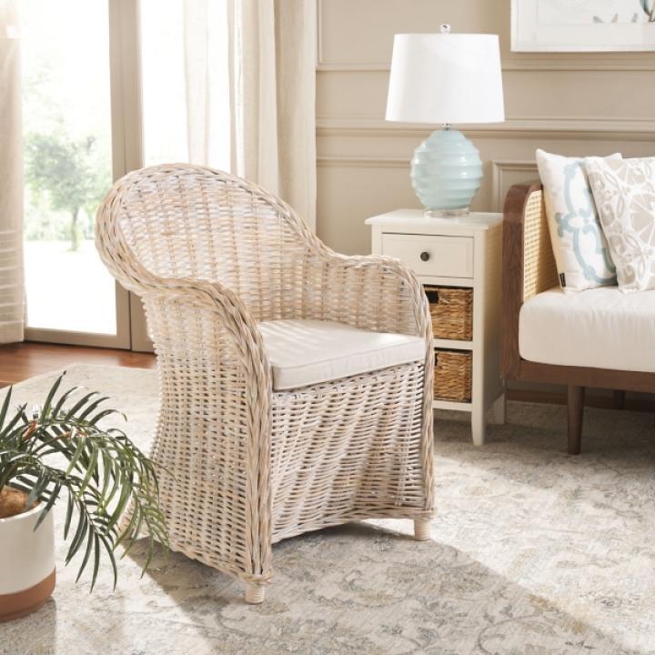 Whitewash Wicker Myra Accent Chair