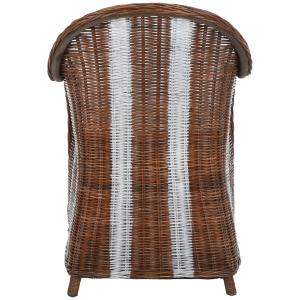 Brown Lacak Rattan Striped Accent Chair