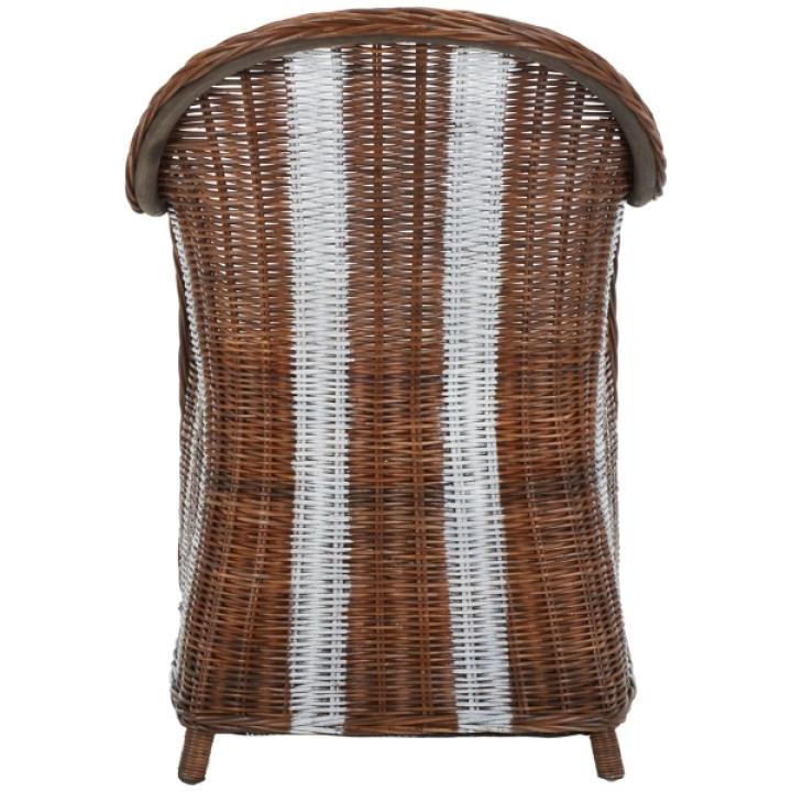 Brown Lacak Rattan Striped Accent Chair