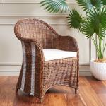 Brown Lacak Rattan Striped Accent Chair