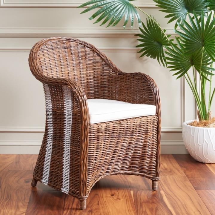 Brown Lacak Rattan Striped Accent Chair