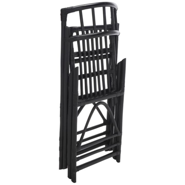 Black Rattan Maya Folding Chairs, Set of 2