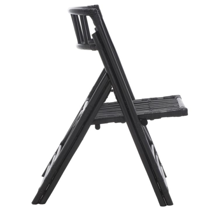 Black Rattan Maya Folding Chairs, Set of 2