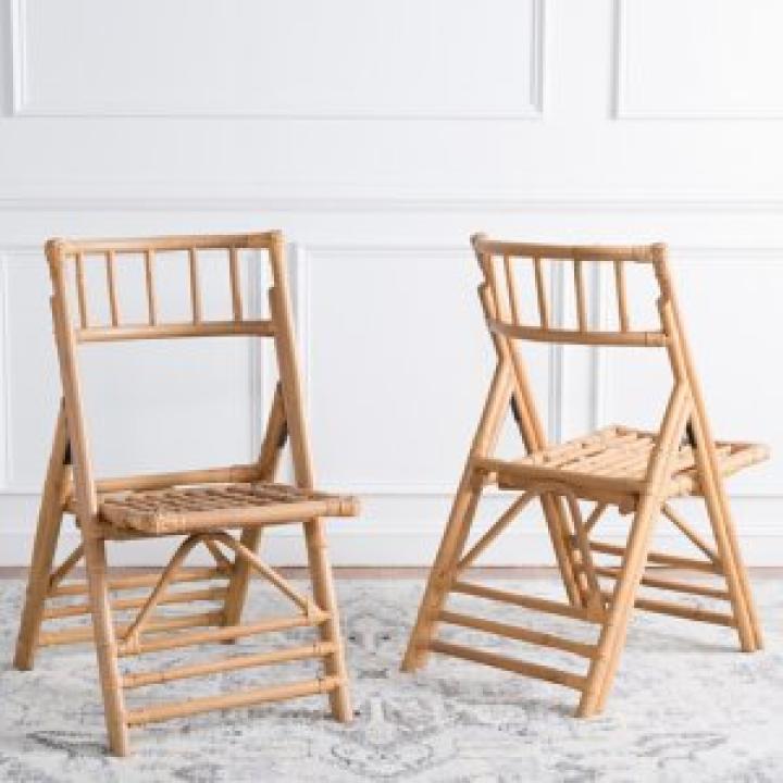 Natural Rattan Maya Folding Chairs, Set of 2
