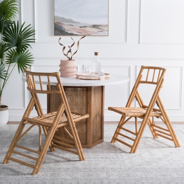 Natural Rattan Maya Folding Chairs, Set of 2