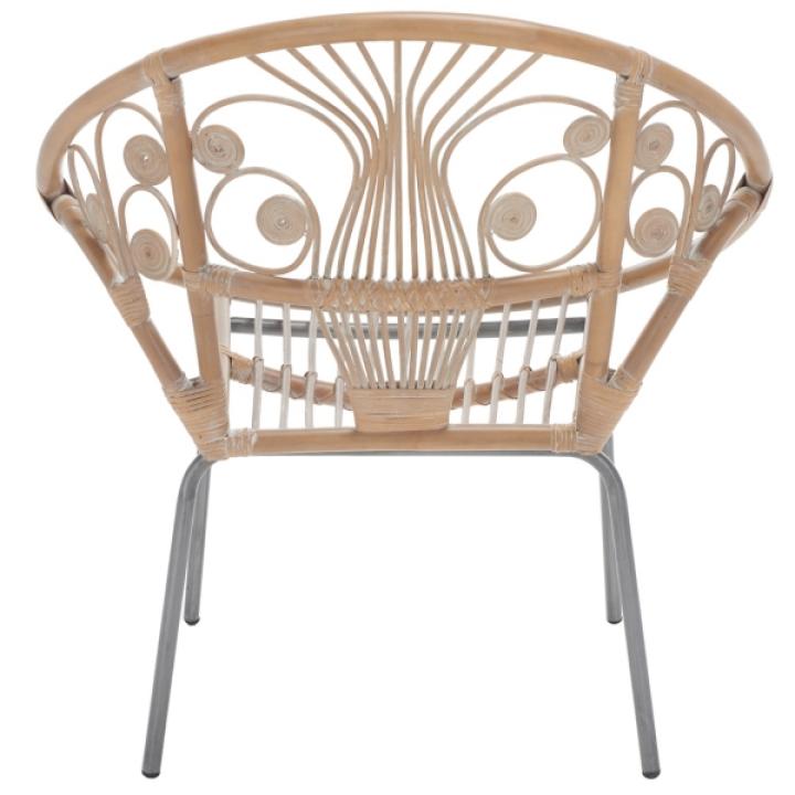 Whitewash Rattan Boho Accent Chair