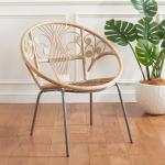 Whitewash Rattan Boho Accent Chair