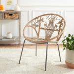 Whitewash Rattan Boho Accent Chair
