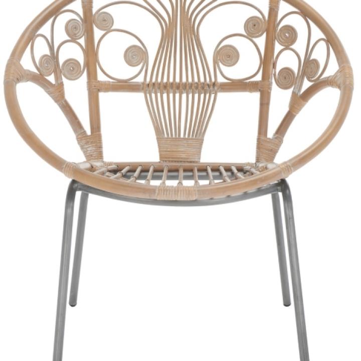 Whitewash Rattan Boho Accent Chair