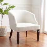 White Linen Upholstered Harriet Accent Chair