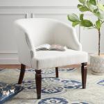White Linen Upholstered Harriet Accent Chair
