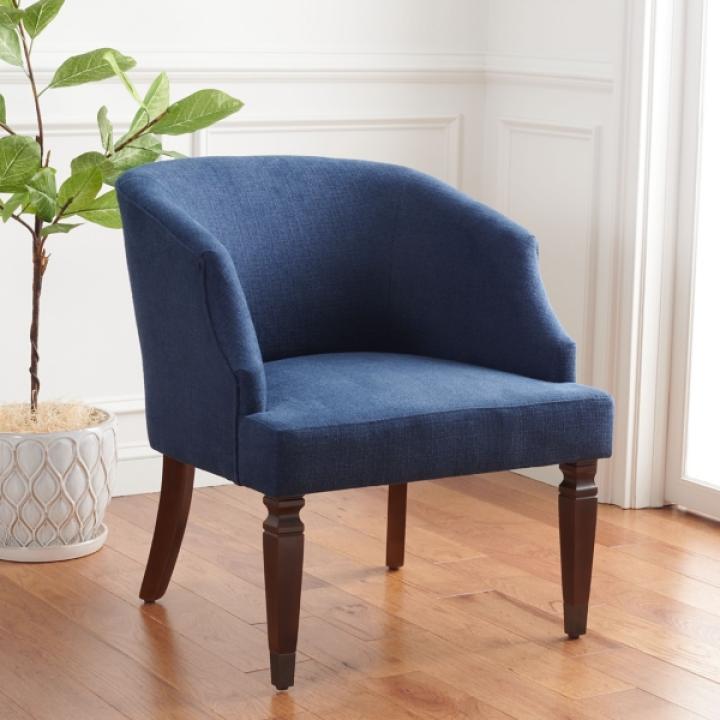 Navy Blue Linen Upholstered Harriet Accent Chair
