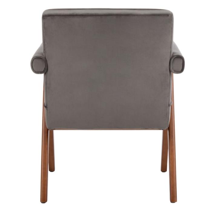 Gray Velvet Mid-Century Kate Accent Chair
