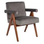 Gray Velvet Mid-Century Kate Accent Chair
