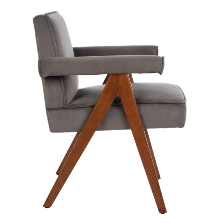 Gray Velvet Mid-Century Kate Accent Chair