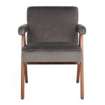 Gray Velvet Mid-Century Kate Accent Chair