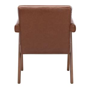 Cognac Faux Leather Mid-Century Kate Accent Chair