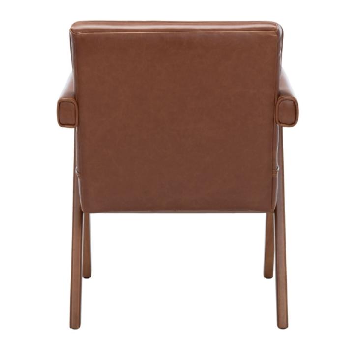 Cognac Faux Leather Mid-Century Kate Accent Chair