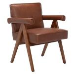 Cognac Faux Leather Mid-Century Kate Accent Chair