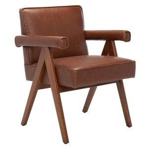 Cognac Faux Leather Mid-Century Kate Accent Chair