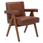 Cognac Faux Leather Mid-Century Kate Accent Chair