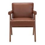 Cognac Faux Leather Mid-Century Kate Accent Chair