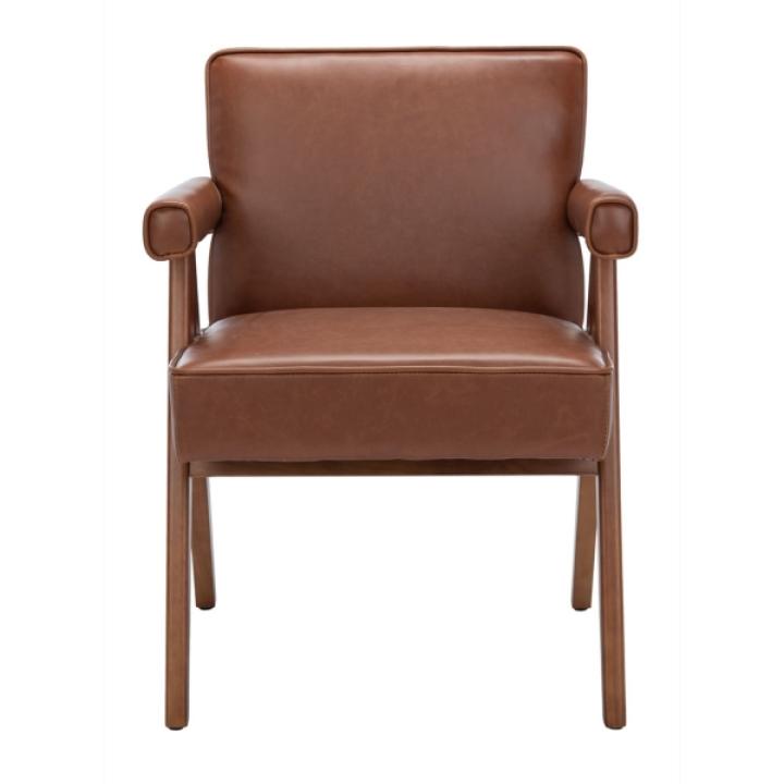 Cognac Faux Leather Mid-Century Kate Accent Chair