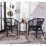 Black Rattan Aria Coastal Accent Chairs, Set of 2
