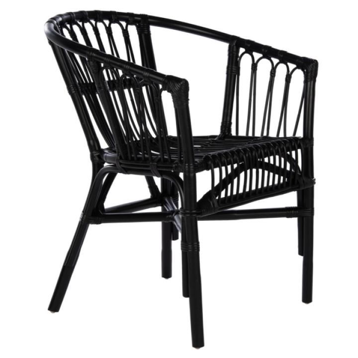 Black Rattan Aria Coastal Accent Chairs, Set of 2