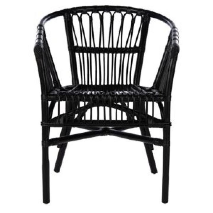 Black Rattan Aria Coastal Accent Chairs, Set of 2