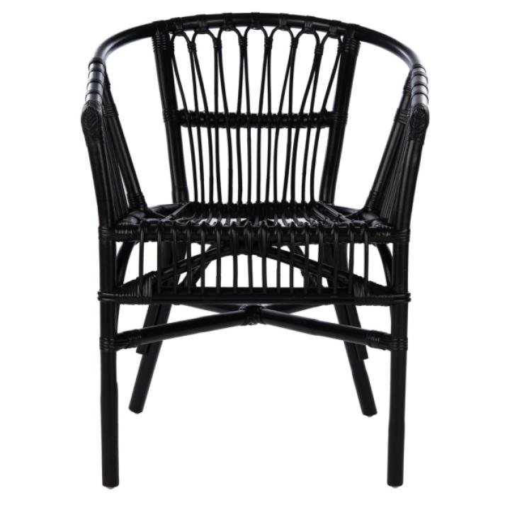 Black Rattan Aria Coastal Accent Chairs, Set of 2