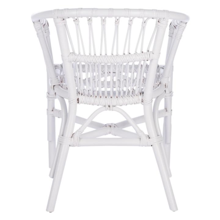 White Rattan Aria Coastal Accent Chairs, Set of 2