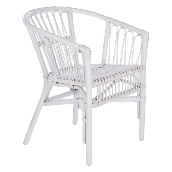 White Rattan Aria Coastal Accent Chairs, Set of 2