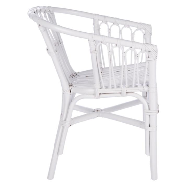 White Rattan Aria Coastal Accent Chairs, Set of 2