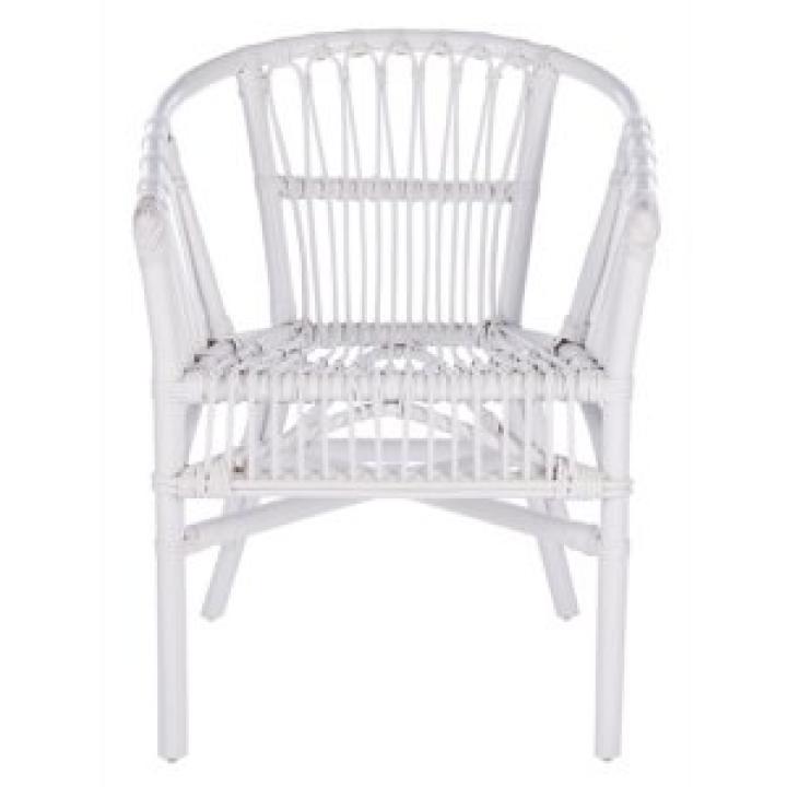 White Rattan Aria Coastal Accent Chairs, Set of 2